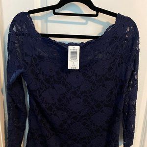 NWT Torrid Blue lace boatneck shirt, size 1